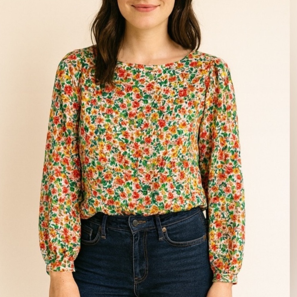 H&M Long Sleeve Floral Blouse Size Small‎